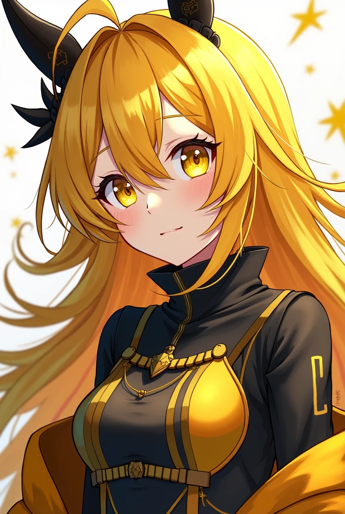 1 girl, Bad_End_Precure, Bad_End_Peace, yellow hair, yellow eyes, frilled bodysuit, standing, fighting, fly, magic, masterpiece <lora:BadEndPrecureOutfit_V1:0.7>, cure_peace, yellow gems