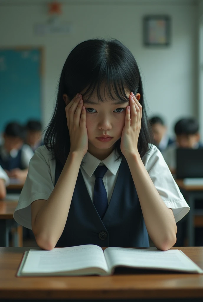 8k、cute、Adult、((prison)), uniform、Very angry、rage、Glare、Arms crossed、Girl is standing、Girl is looking down、The opponent is at your feet.、