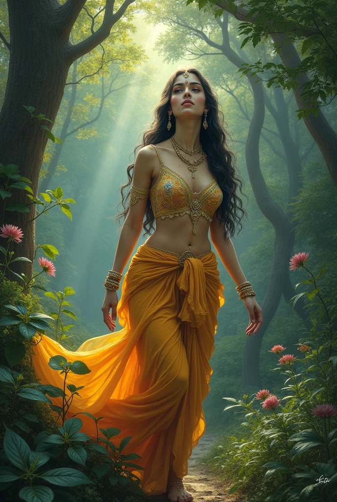 A 18 years old beautiful girl twirling by krishna