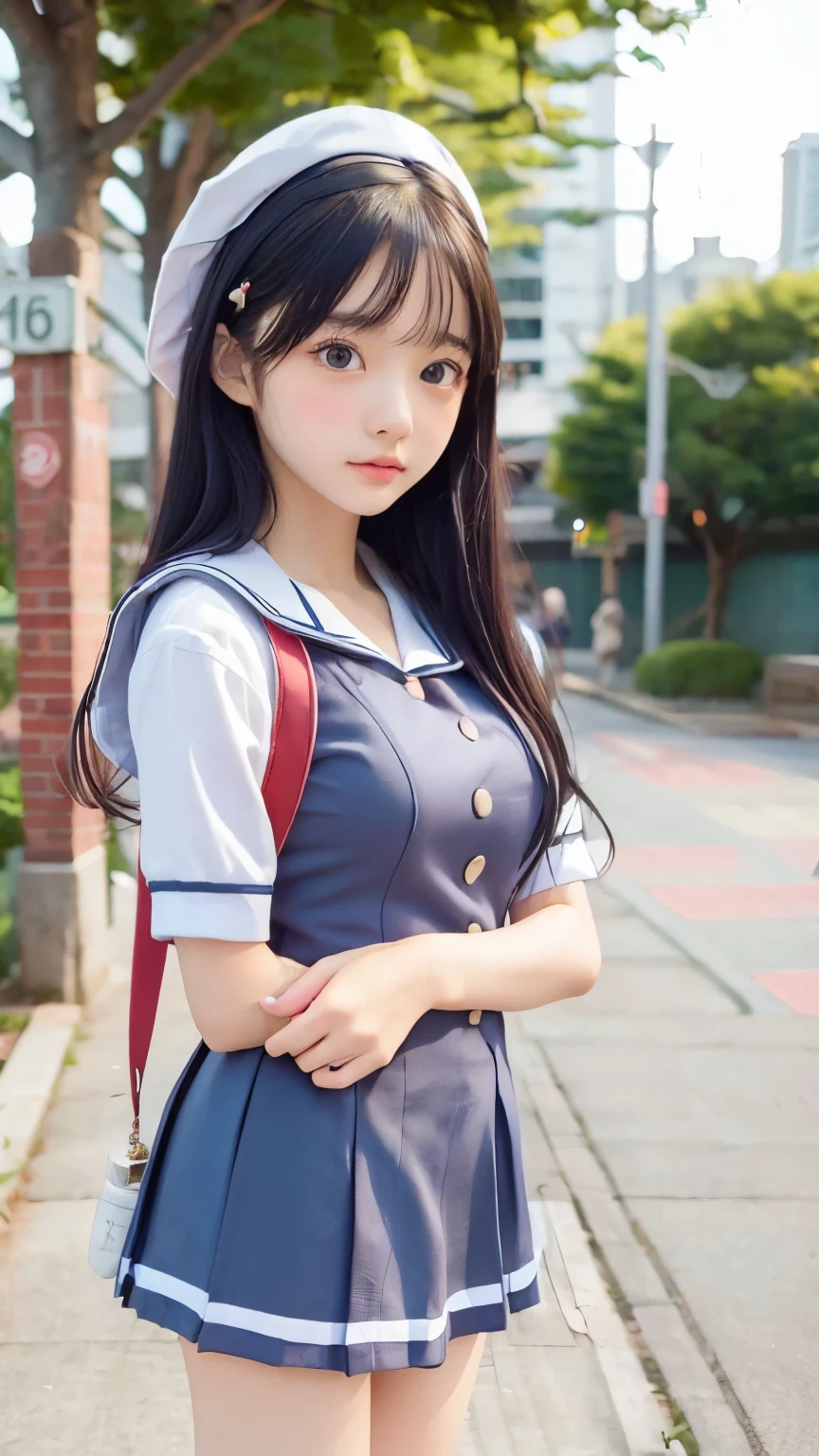 (detailed face)(JK:1.3), (high school girl:1.3), (Sailor suit:1.3), school uniform, (( ))