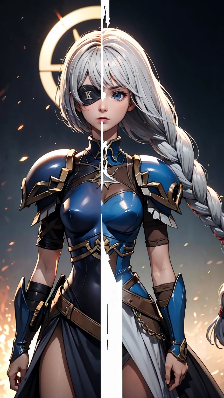 Highly detailed, High Quality, Masterpiece, beautiful,
BREAK 1girl, cowboy shot SplitScreen, split screen, "2B", short black skirt, black blindfold, white hair, (short bob cut), BREAK 1girl, cowboy shot, SplitScreen, split screen, "Lenneth", blue plate armor, winged helmet, long white hair, (single braid),LennethVP, armored dress