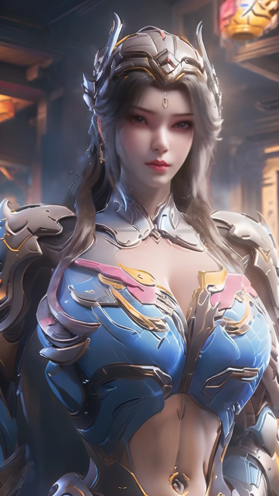 (HYPER-REALISTIC:1.5), AI GIRL GRNERATOR (BLUE LONG HAIR, PHOENIX GOLD HELM:1.1), (HUGE FAKE BREASTS:1.5), ((CLEAVAGE:1.5)), (MUSCLE ABS:1.3), (MAGENTA SHINY FUTURISTIC MECHA CYBER CROP TOP, BLACK MECHA SKINTIGHT LEGGINGS,POTRAIT:1.5), (VOLUPTUOUS BODY MATURE WOMAN, SWEATY BODY:1.1), (LOOKING AT VIEWER:1.3), (female focus:0.8), (HALLROOM OF FUTURISTIC SPACE STATION:1), (BRIGHT LIGHT WHITE_ROOM:1.3), HYPER TEXTURE, (4X MSAA), ((UNREAL ENGINE 5 RENDER)), PHYSICALLY-BASED RENDERING, ULTRA HIGHT DEFINITION, 16K, 1080P.