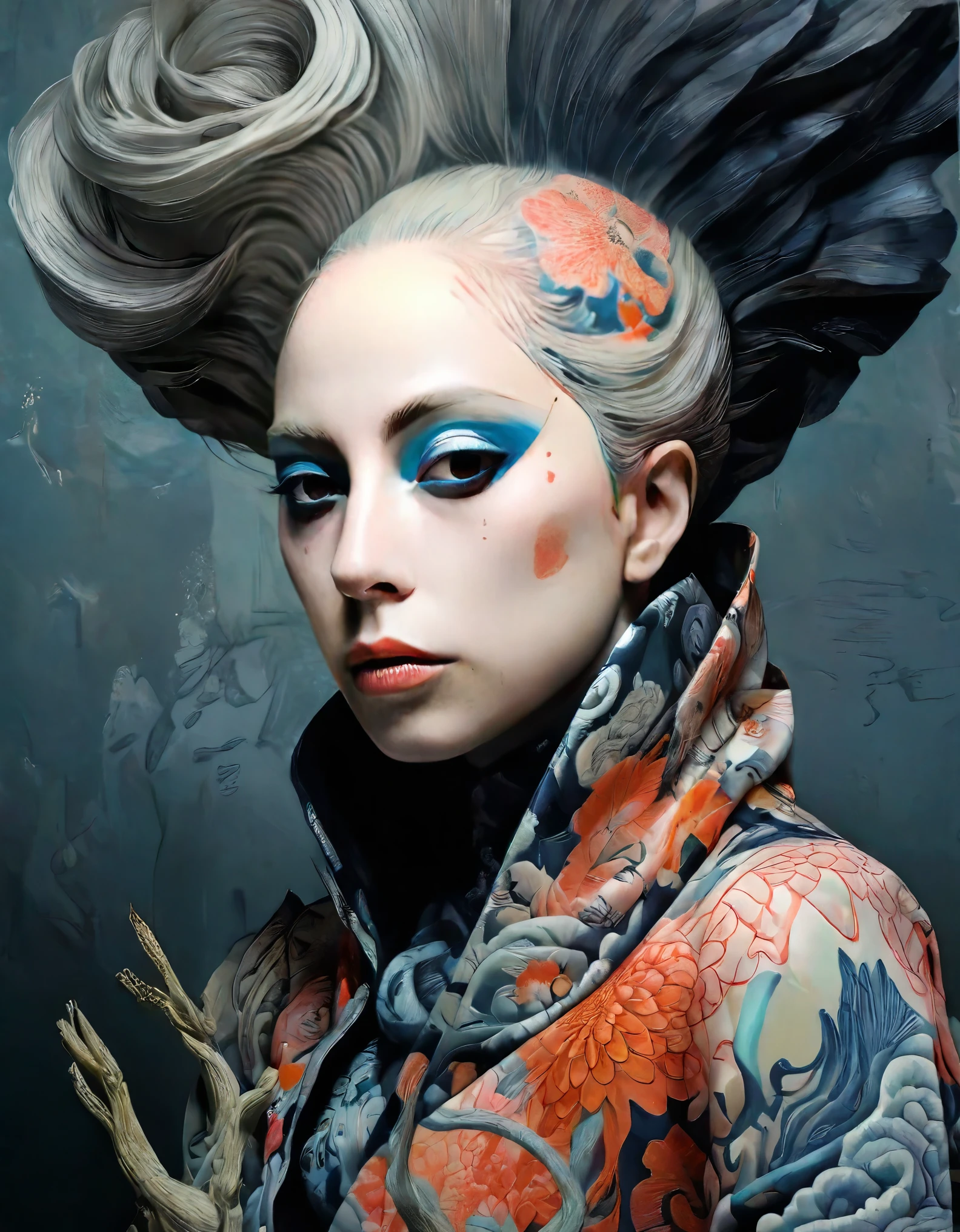 Lady Gaga by Tsutomu Nihei,(strange but extremely beautiful:1.4),(masterpiece, best quality:1.4),in the style of nicola samori,Mantis, Ukiyo-e Art,Erik Madigan Heck Style page,portrait,illustration,drawing,outline,bold outline,symmetry,tattoo design ,Alex Gross Style page
