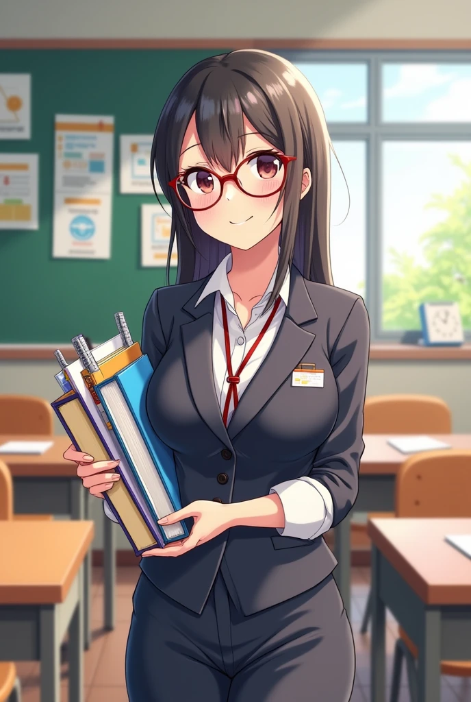 (masterpiece, Sharp Focus) Delicate beautiful girl, tactile hair, black hair, Glasses, sexy, science room, heels, pencil skirt, big hip, big tits, open shirt ,Wearing a white coat over a white suit, ((NSFW))