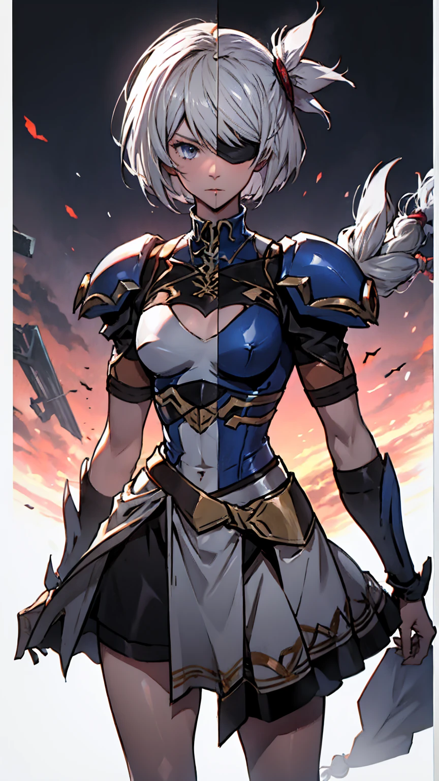 Highly detailed, High Quality, Masterpiece, beautiful,
BREAK 1girl, cowboy shot SplitScreen, split screen, "2B", short black skirt, black blindfold, white hair, (short bob cut), BREAK 1girl, cowboy shot, SplitScreen, split screen, "Lenneth", blue plate armor, winged helmet, long white hair, (single braid),LennethVP, armored dress