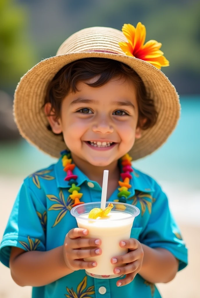 Family enjoying shaved ice on the beach in summer