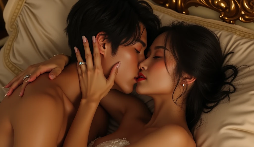 Real Couple　men and women　Japanese　Handsome　kiss　Eros　Bed