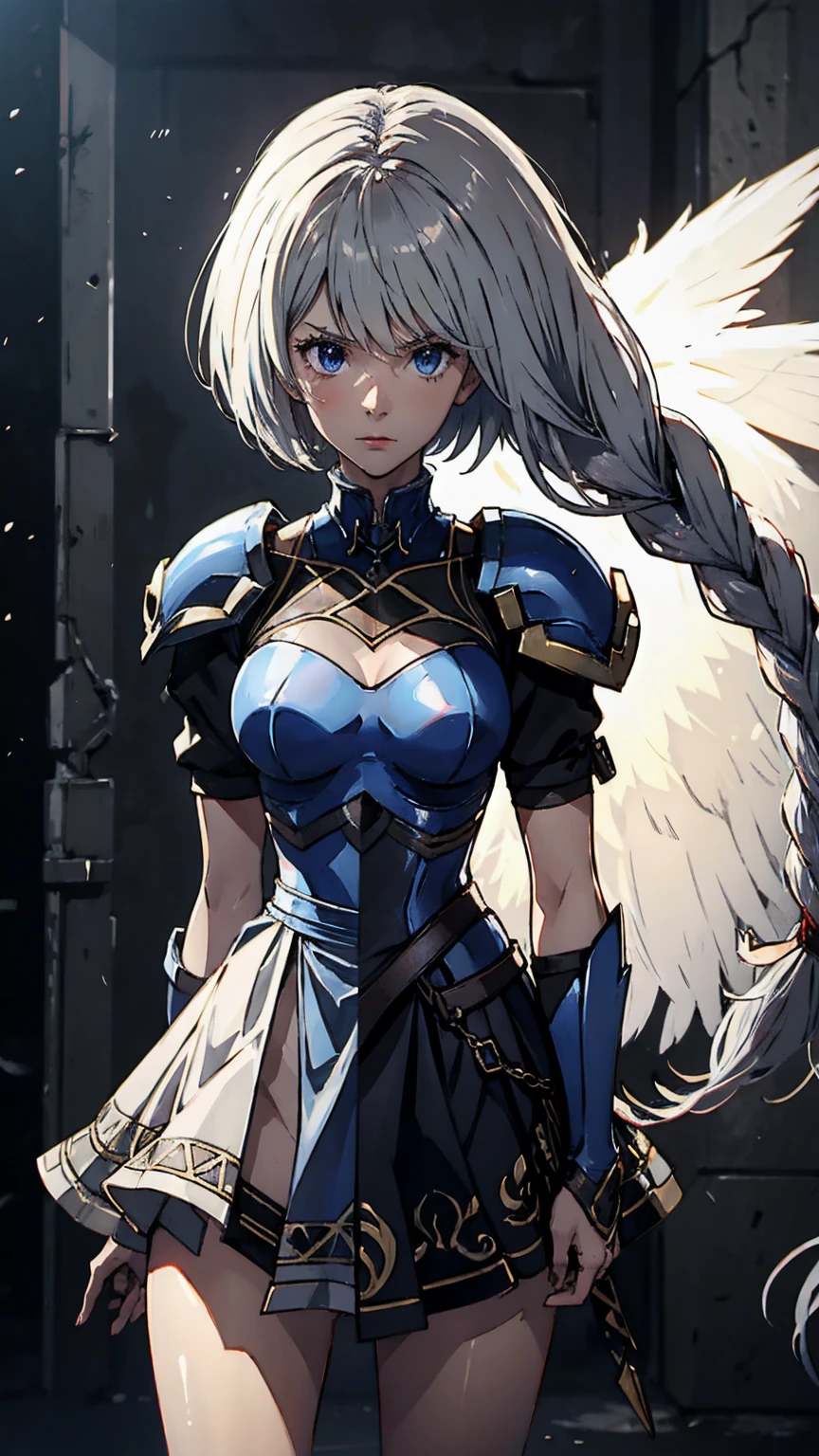 Highly detailed, High Quality, Masterpiece, beautiful,
BREAK 1girl, cowboy shot SplitScreen, split screen, "2B", short black skirt, black blindfold, white hair, (short bob cut), BREAK 1girl, cowboy shot, SplitScreen, split screen, "Lenneth", blue plate armor, winged helmet, long white hair, (single braid),LennethVP, armored dress