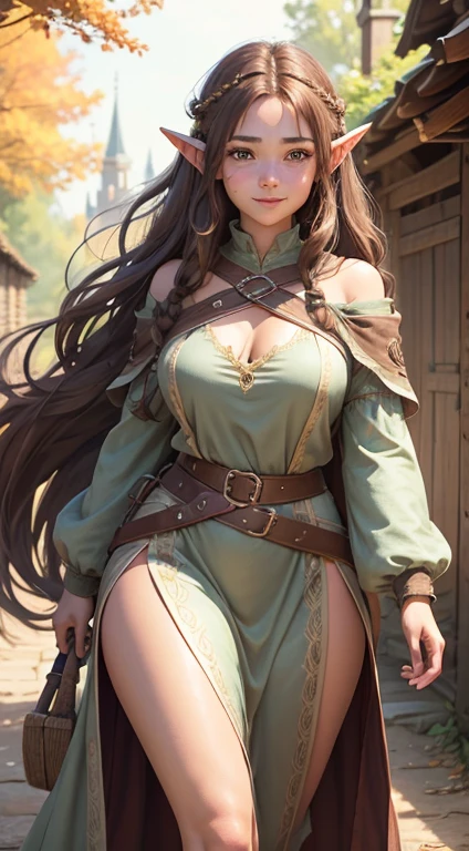 Katarina alves from Tekken 7, katarina alves, Tekken 7, Katarina has long light auburn hair, plump lips and tanned skin. She is wearing a gold necklace with a turquoise colored gem and strands of gold hanging from it, Katarina is sporting an ensemble that consists of a long, ivory-colored jacket with light green lace detailing along the front collar. The left and right sleeve has a crochet-scalloped hem and has peacock feather designs on the back at the tail. She is also wearing shiny brown, fingerless leather gloves with metal, square-shaped rings with a dark heart detail on each finger. Exposed is her black leather bra with brown and white stripes on the straps and on the banding where there is a gold button in the middle, exposed her bare midriff. There must be black holsters attached to the sides of her bra since there are two small pistols with brown handles within their holsters under each arm. She has a small tattoo of a red heart with tiny vines around it beneath her belly button. She is wearing white, belted pants with brown, blue-green and tan striped pattern. Instead of having a zipper closure, there is a corset styled looping with ivory lacing replacing the latter. Finally, she is wearing white heels with brown soles. She is on the fighting ring, and she is so sexy