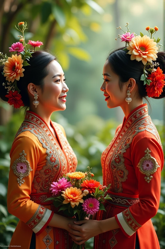 Chinese woman and black woman with long curly hair talking 