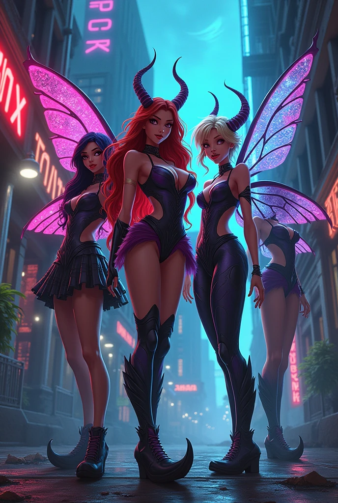 Morrigan, beautiful goddess of the night, with big breasts and big hips, a small waist, standing in front, very sexy, in the background of the darkness of the night.