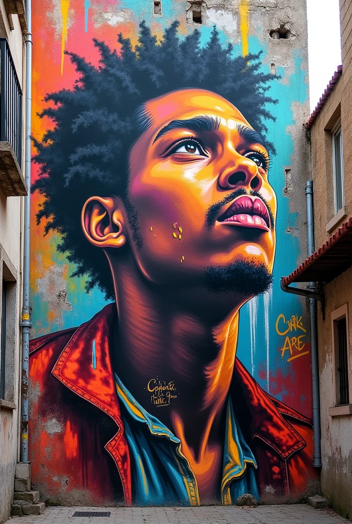 Image of a mural with a phrase that says "I don't want to live with a taste of little "