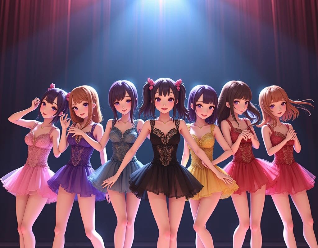 
masterpiece, ((Highest quality))、Idol Concert、(three cute naked girls、A good friend、sing、dance、kawaii:1.4、13 years old、smile:1.3、smile、Mr.々Hair style、pubic hair)、Idol&#39;s clothes、(((Full nudity、tits、Pussy)))、(Realistic and detailed skin texture、hair ornaments、Concert Stage)