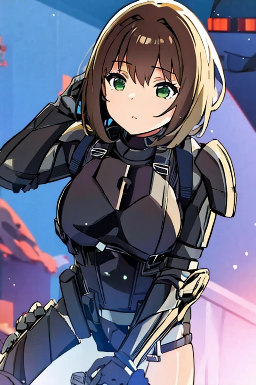 ((Highest quality)), ((masterpiece)), (detailed), One girl, Medium breast, Brown Hair, deathtrooper armor, black clothes