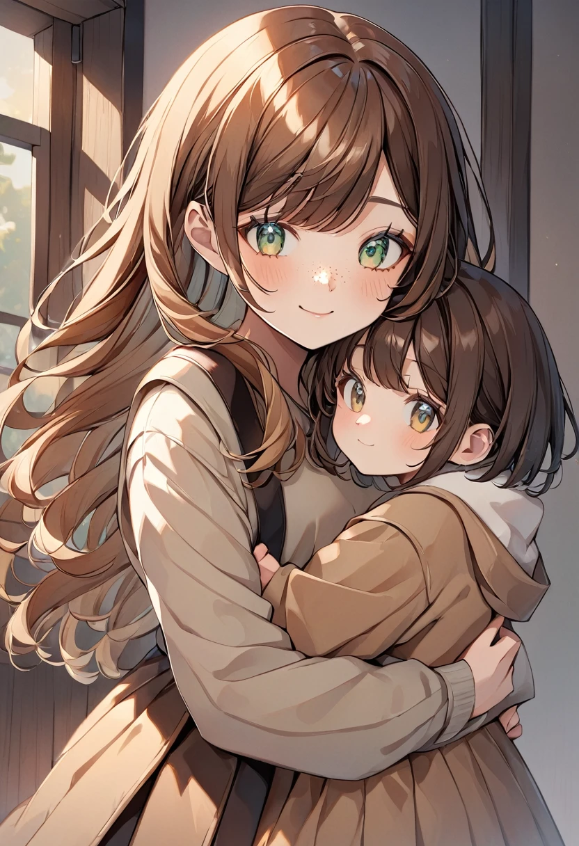 ((highest quality)), ((masterpiece)), Perfect Face、((Yuuki Asuna))、Brown Hair、((A woman holds a black baby))、Black man and woman standing close together、Black man fondling woman&#39;s breasts、Woman pregnant with black boy、（Breastfeeding）、Black men have dark skin and strong bodies