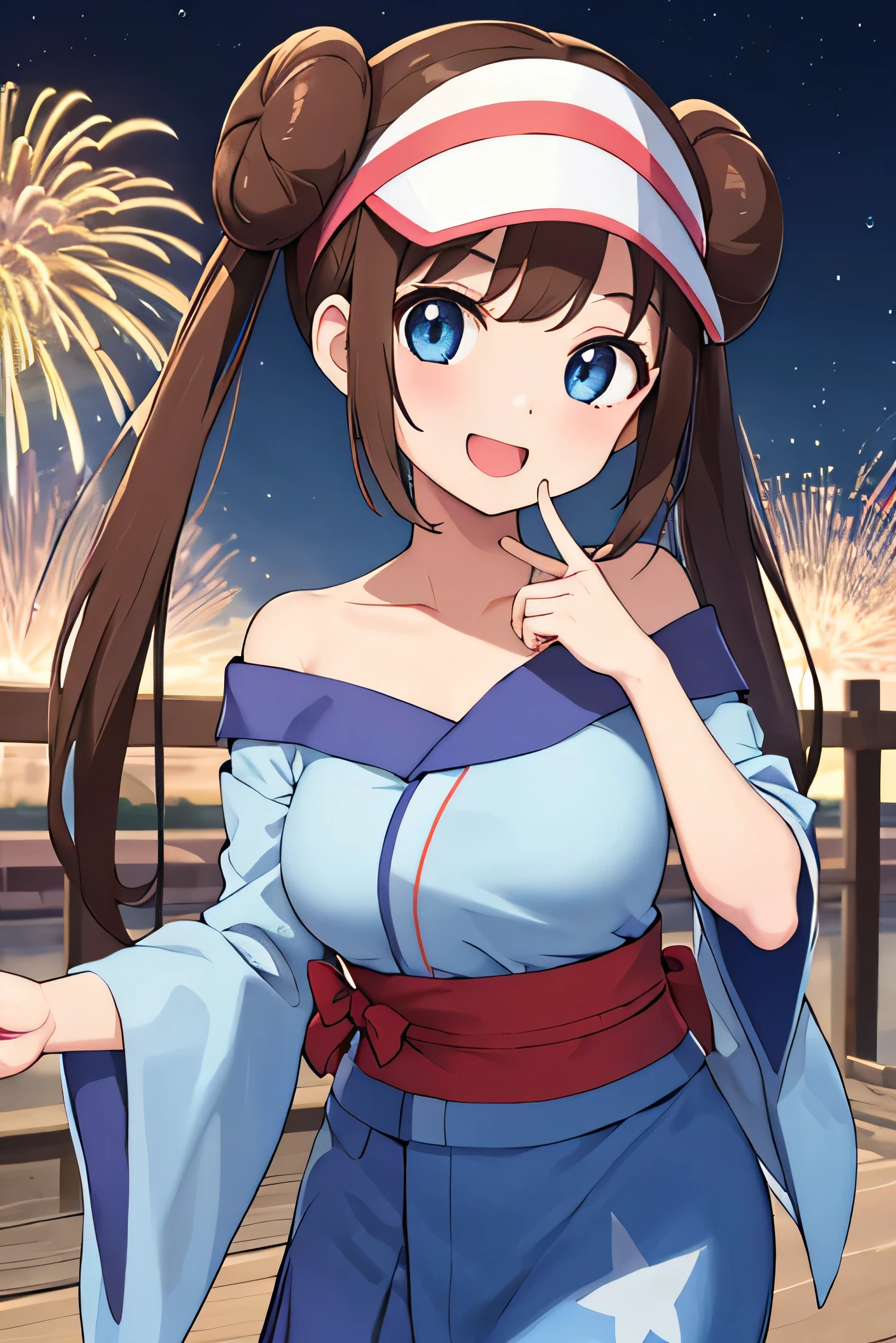 (Highest quality,128k, masterpiece:1.55, photorealistic, hyperrealistic), Ultra detailed face, Detailed lips, Detailed eyes, double eyelid,
BREAK (looking up:1.5), cinematic angle, public indecency, leaning back, ((walking)),
BREAK 1girl, solo, (full , pointy breastsng breasts:1.5), red:1.3),
BREAK rosa, brown hair, double bun, doughnut hair bun, hair bun, blue eyes, hair between eyes, twintails,
BREAK (nipples through:1.2), ,visor cap, floral printed light blue yukata, wide sleeves, long sleeves,
BREAK at night, outdoors, (aerial fireworks:1.5), Rough Seas, Moonlit Ocean, in the Sandy Beach,