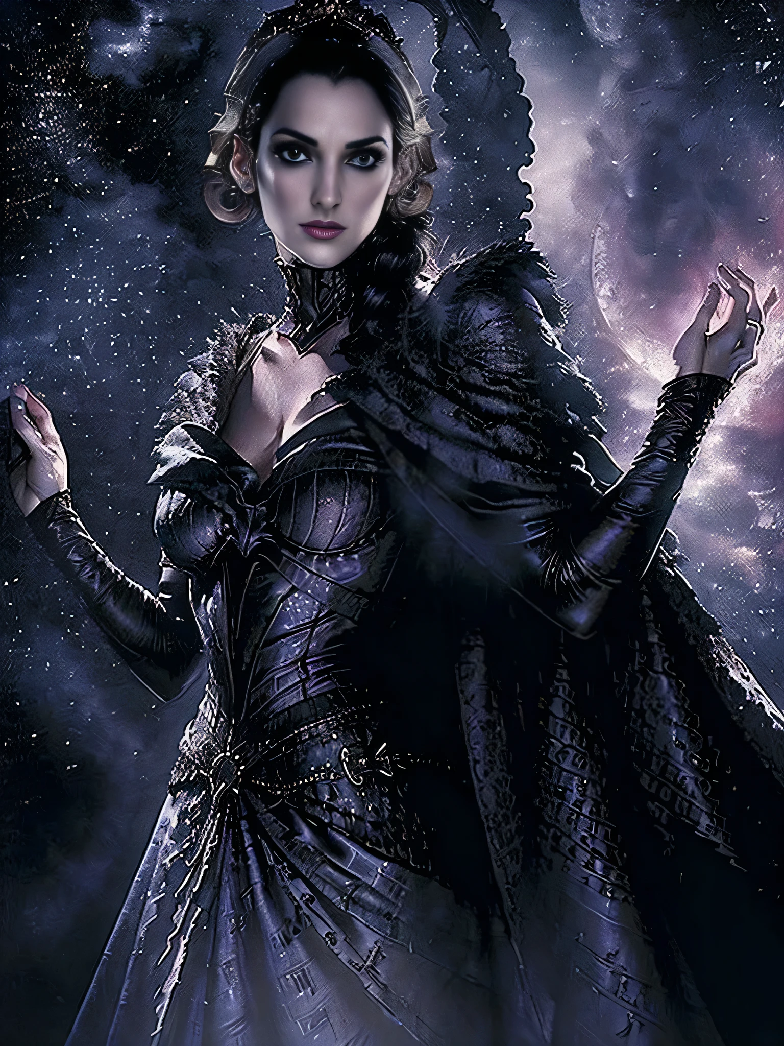 (masterpiece,top-quality,top-quality,Detailed and complex,official art,aesthetically pleasing:1.3),(female),(Liliana of the veil) (Winona Ryder face),(realistic art:1.3),(moon,stars,celestial,fantasy,cinematic lighting,background),chiaroscuro,intricate details,striking composition,elegant,regal,mesmerizing