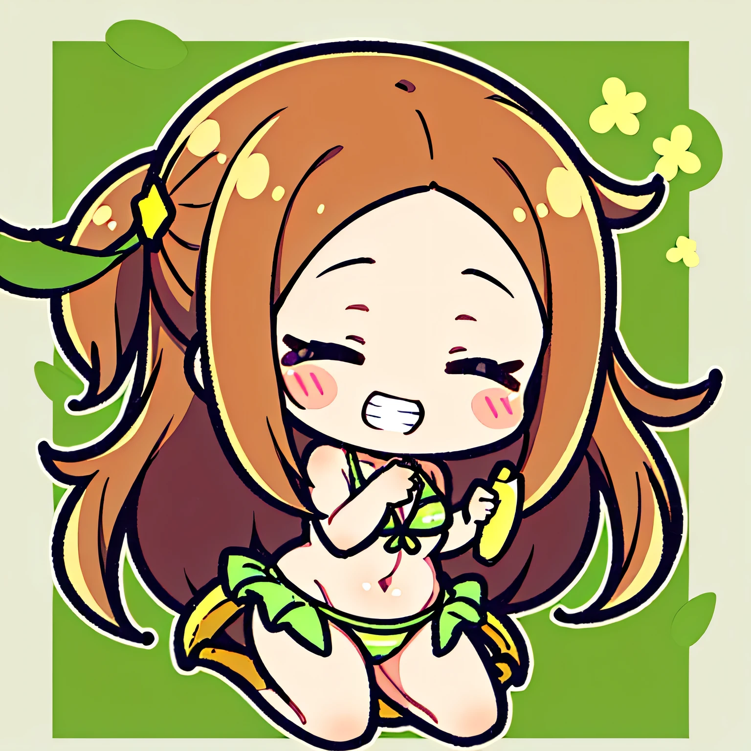 futaba,1girl,solo, brown hair, hairband, purple eyes, blush,looking at viewer, closed mouth, bangs, dress, green hairband,dress,twintails, white background, sitting, knees up, futa, (penis:1.35), (nipples:1.47), cute, (li:1.6), (ejaculation:1.2), (masturbating:1.3)
