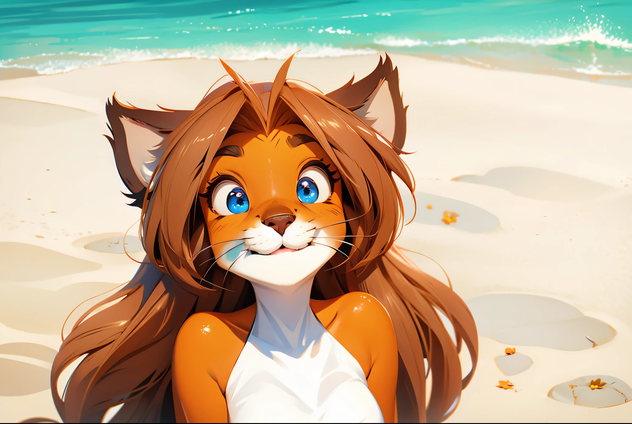a cute female anthro, twokinds, Laura Twokinds, orange fur, blue eyes