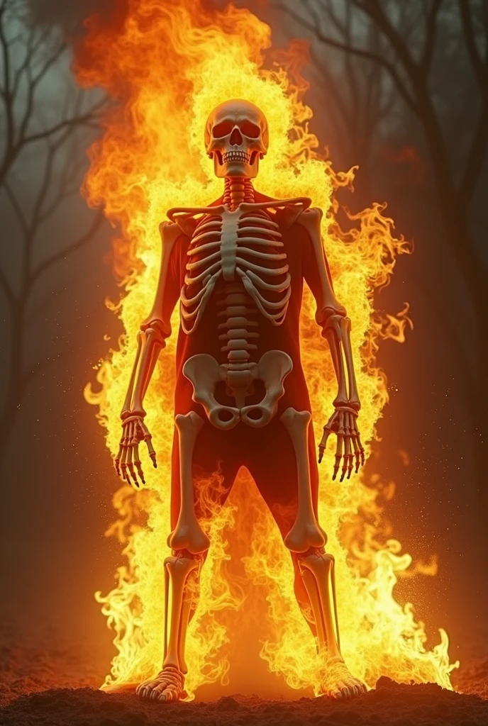 Skeleton fire and smoke 