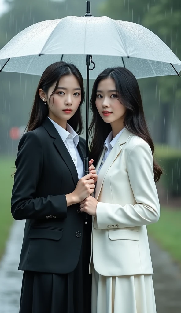 songkran,Wet roads , soaked through,drenched, Dripping, Wet Face,Wet clothes, Wet Skin, Wet Hair,A young woman with a cute face like an idol,chest,(((chestの谷間))),((business suit)),mini skirt,cling,RAW Photos,Genuine,Genuine,High resolution,RAW Photos,masterpiece, Genuineistic, beautiful