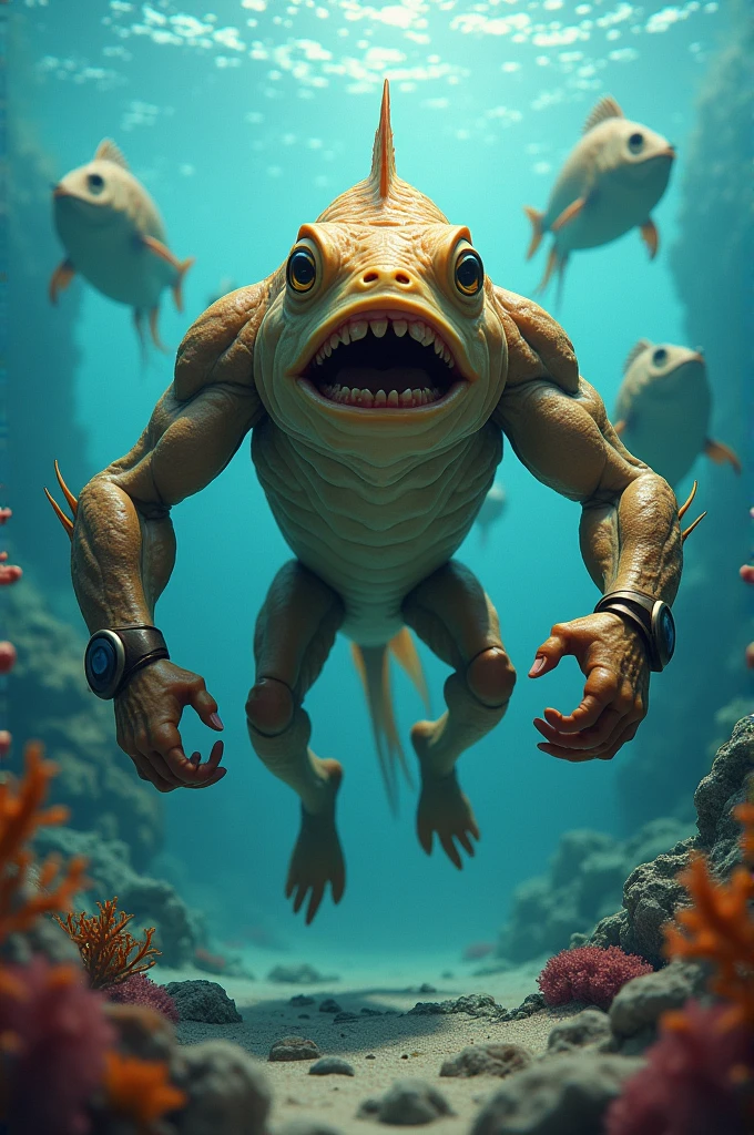 Dwarf man with fish eyes