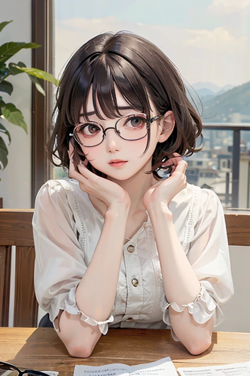 Highest quality、masterpiece、High sensitivity、High resolution、Detailed Description、Glasses、Short Hair、tanding posture、