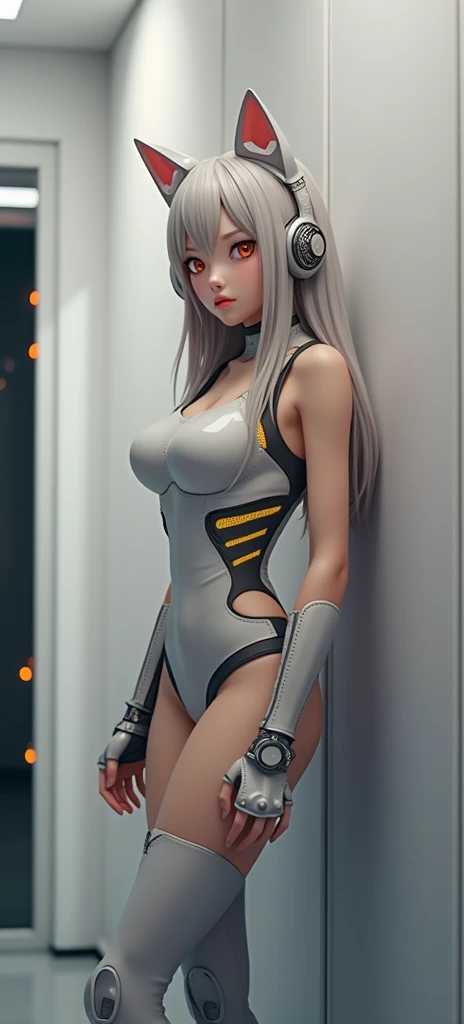 (((Young White Woman))), ((Best Quality)), ((Masterpiece)), (Detail: 1.4), 3D, A Beautiful Cyberpunk Woman with Simon Bisley-style micro thong, Genesis evangelion neon style clothing, 2-piece clothing, Long silver hair, arm tatoo, cybernetic hands, pastel, Centered, scale to fit the dimensions, nffsw (High dynamic range),Ray tracing,NVIDIA RTX,Hyper-Resolution,Unreal 5,Subsurface Dispersion, PBR Texture, Post-processing, Anisotropy Filtering, depth of fields, Maximum clarity and sharpness, Multilayer textures, Albedo and specular maps, Surface Shading, accurate simulation of light and material interactions, Perfect proportions, Octane Render, Two-tone lighting, Wide aperture, Low ISO, White Balance, thirds rule, 8K Raw, Crysisnanosuit,loraeyes,nijistyle,pantyhose,Blue eyes