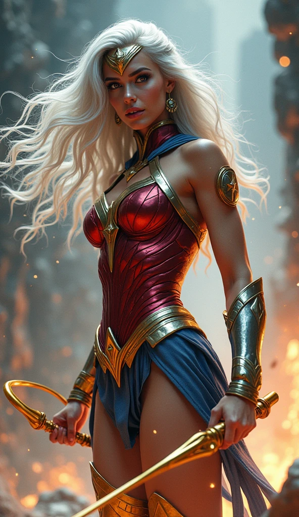 masterpiece, best quality, official art, Highly detailed CG Unity 8k wallpaper,absurd,8K resolution, exquisite facial fe~toures, perfect face, cinema~toic Lighting, dynamic lighting, volumetric lighting maximalist photo illustr~toion: Martin Bobsert(Marton Bobzert), 8K resolution concept art intric~toely detailed, complicated, elegant, majestic, (wonder woman:1.4)ecstasy, It's fantastic, aspect r~toio:16:9, Shining suit, Fantasy Detailer, female (Emma W~toson, beautiful face, young, supermodel) to픽 슈트, Neon Light Armor, silver hair, Standing with a window, Fantasy Detailer, looking for_~to_viewer, front view, 섹시한 female, big bust, Golden Whip,dynamic pose, Battle pose, 공중to서 공격 중, Acrobatic