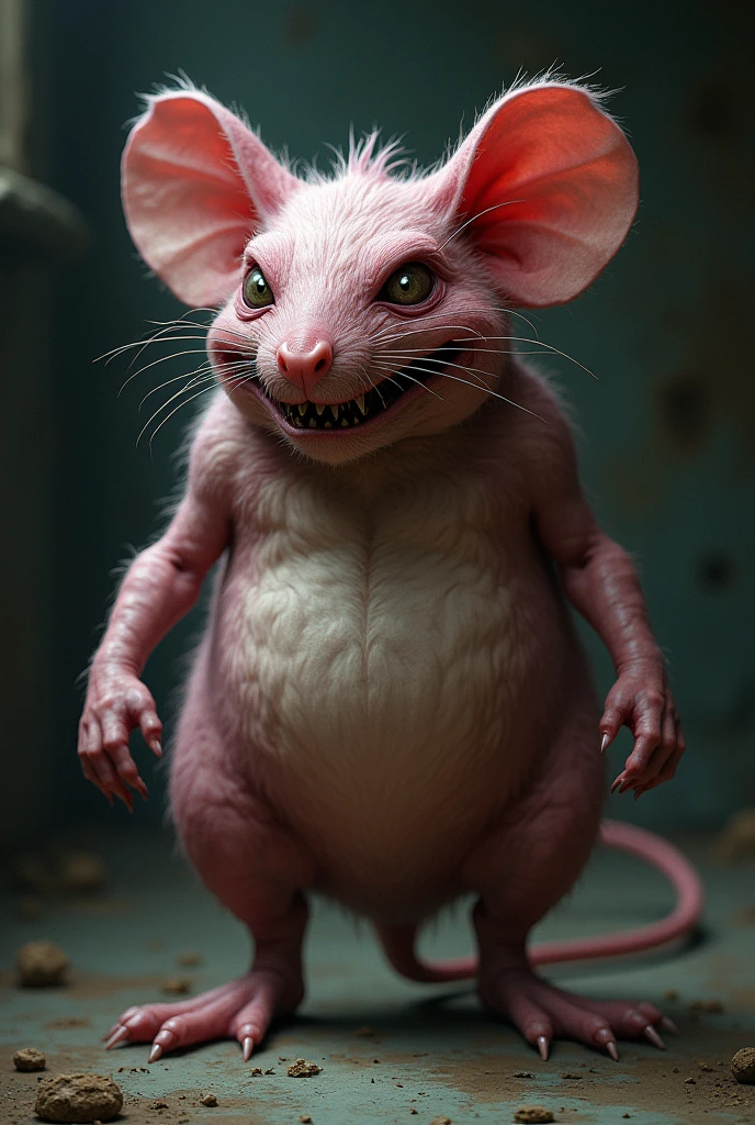 skinny (zombie:0.4), full body <lora:RPGRatFolkXL:0.05> rat folk, animal focus, <lora:fx-monsters-xl-pgy:0.35>, wet skin, glossy, detailed skin texture, highly detailled fabrics, precise linen, precise bump textures, absurd res textures, high glossy, perfect reflection, intricate surfaces, subsurface scattering, ambiant occlusion, subtle scratchs, imperfections, soft shadow, insane detail, detailled stitches and sews, intricate leather, detailed skin texture, (blush:0.5), (goosebumps:0.5), subsurface scattering, skin roughness, skin glossiness, (pores:0.5), imperfections(0.2), (intricate peach fuzz:0.1), photoshoot, black cyclo, award photography of European and American (hyper realistic:1.3) 3d game characters, 1person, 3D Character, AAA, standing, (full body:1.5), hero pose, casual proportions, intricate character design, hand-drawn drafts, hand-drawn appearance, sense of nostalgia, memorable look, consistent, coherent, captivating, (clear eyes:1.2), (highly detailled eyes:1.2), highly detailled hands, detailled floor, textured socle, dusty ground, intricate shoes, subsurface scattering, occlusion ambiant, ray tracing, hdr, arnold render, 4k, absurdres, hires, xgen, realistic hair, trending on artstation, master piece, intricate, simple darkgrey background, (black background:1.3), (rim lighting:0.3), realistic matte skin, skin texture visible, (sharp focus), (high quality), <lora:xl_more_art-full_v1:0.4>, <lora:br_max-000014:0.4>