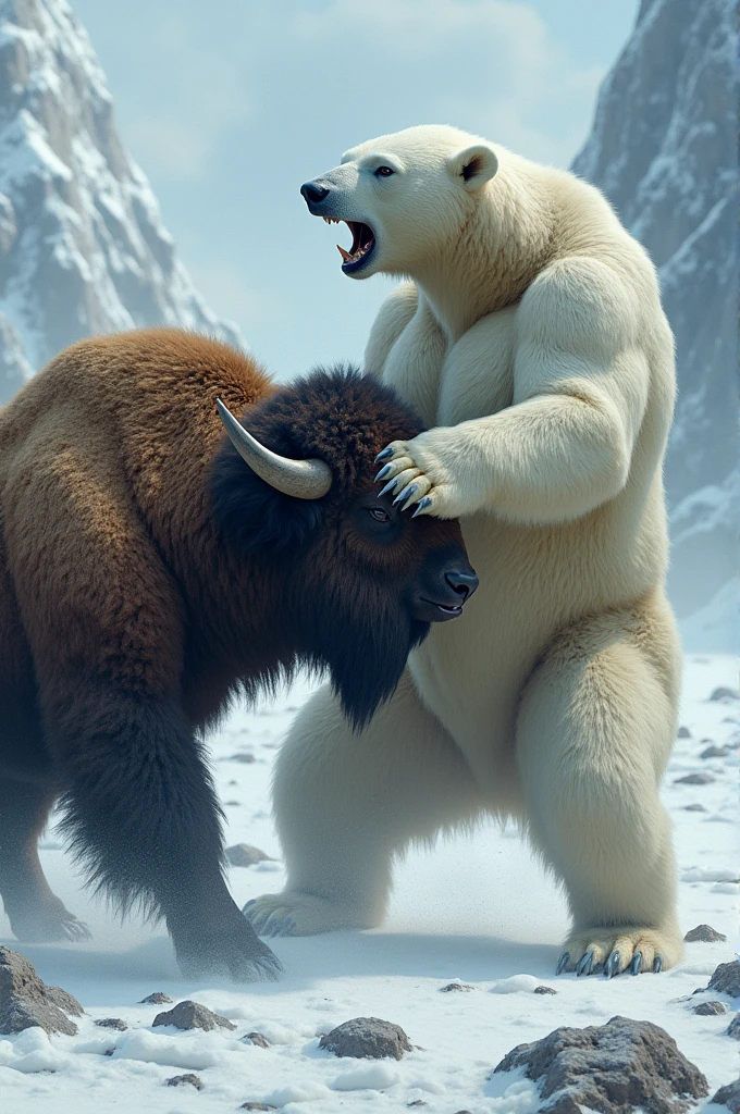 polar bear well built by rossciaco , blue eyes, dad, small nipples, white crest hair , white socks five toes feet , cock nude, high detail , shading, muscle veins , standing hugging rear view