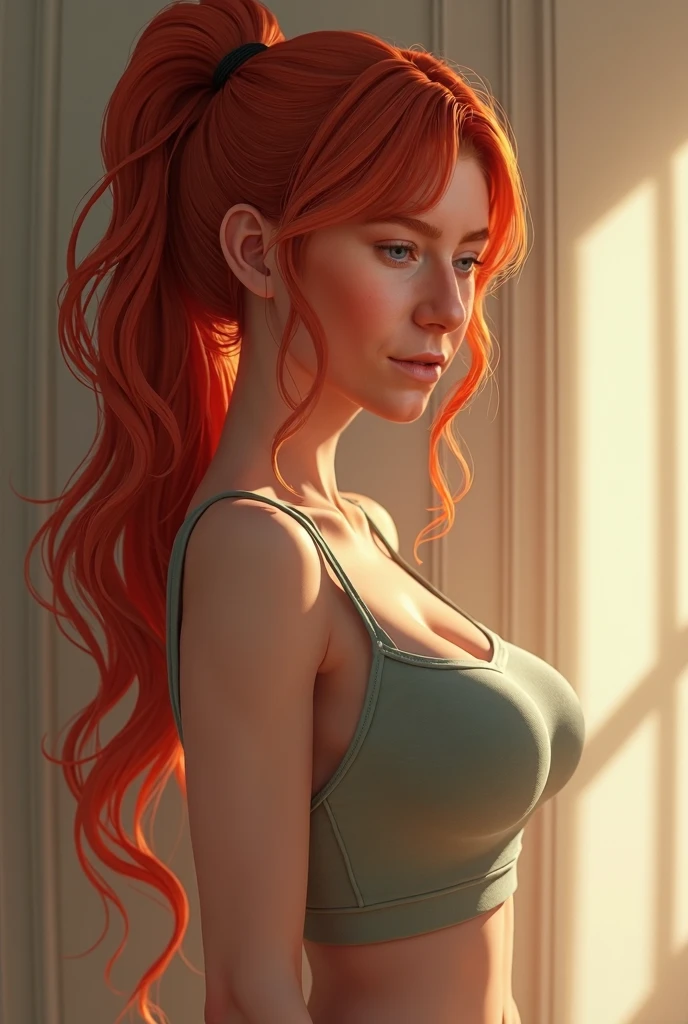 sexy and hot ginger nude and wet, realistic portrait, highly detailed, digital painting, art station, concept art, smooth, sharp focus, illustration, cinematic lighting, art by art germ and Greg Rutkowski and Alphonse Mucha