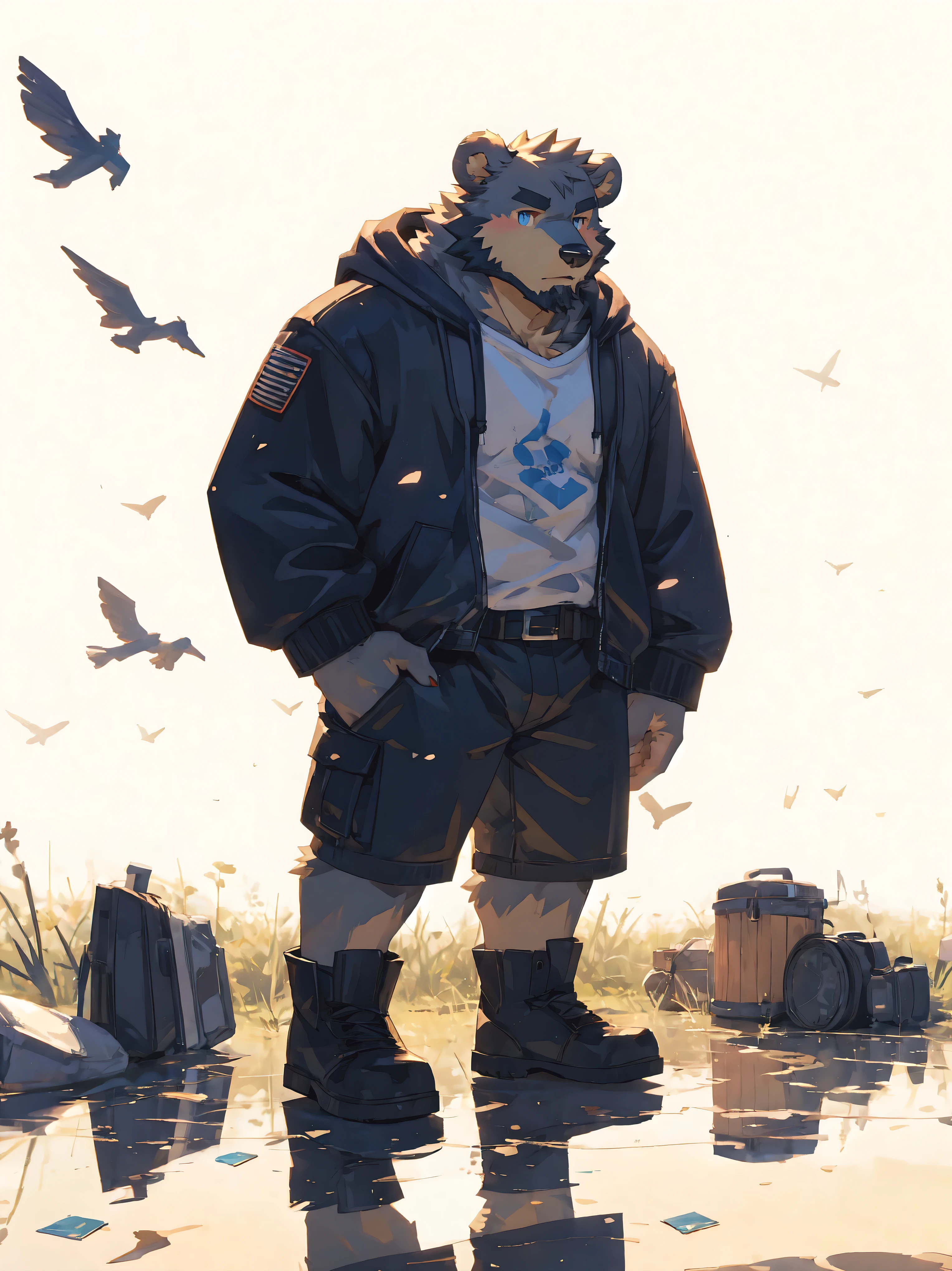 Pintura de Jean-Baptiste Monge portraying a black boy with a small surveyor penguin dressed in futuristic black overalls, Sci-ser, dentro de uma nave espacial, (Estilo Pixar)++, 3d, Jean-Baptiste Monge --Ar 2:3 --testp -otimista; --auto --s2