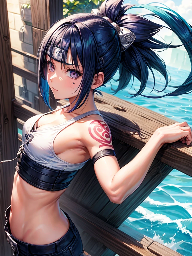 One naïve one 8 years old, Japan college girl, is on all fours,
wearing a navy blue one-piece swimsuit,
1 (Akiko Takase, Kazue Kato, , Aya Takano, Etsuko Miura, Chinko, Tsugumi Oba, Chiho, Rinko Kawaichi, Takeyuki Kanda), 
Body shape is 158 cm tall, weight 53 kg, bust 83 cm (D cup), waist 61 cm, hips 86 cm, 
hair shoulder-length black hair ((ponytail), (wet with sea water)), bangs, whole body drenched in sea water,
The scene is the beach at dusk in summer, on the edge of the waves