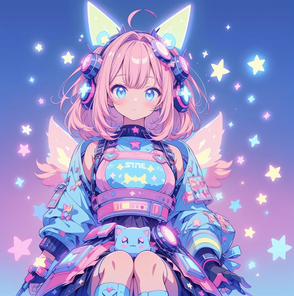Star Fairy、cyber punk、simple background、kawaiitech