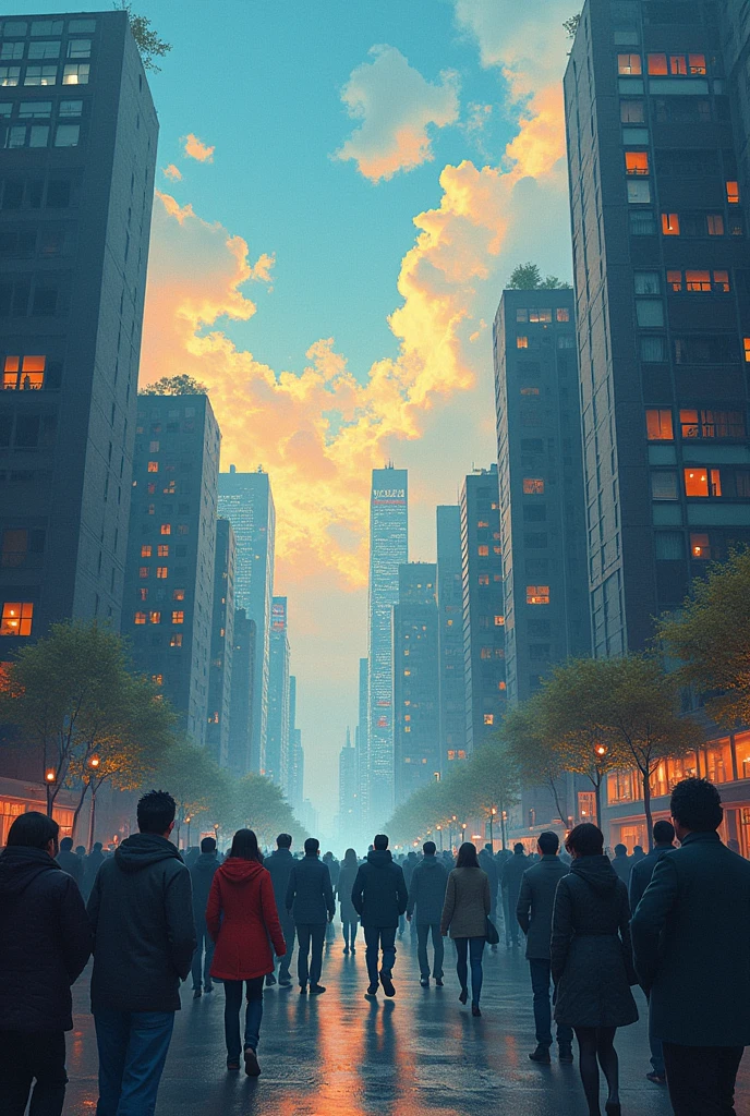 The scene fades out, leaving only the echoes of a powerful beat resonating in the air. The cityscape is now bathed in the golden light of dawn, symbolizing hope and renewal. The graffiti and murals are softly illuminated, with the mythological figures blending into the rising sun. The overall mood is one of closure and continuity, with the stories of the past seamlessly flowing into the future, carried by the beat of modern life.