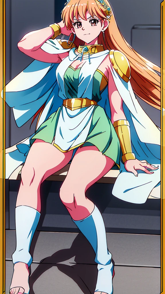 ((Highest quality)),(4k quality),Crisp image quality,(((((woman))))),alone,White skin,anime,きれいなwoman,Princess Leona,Not wearing underwear,Browsing Caution,((Spread your legs)),Sitting,Showing pussy