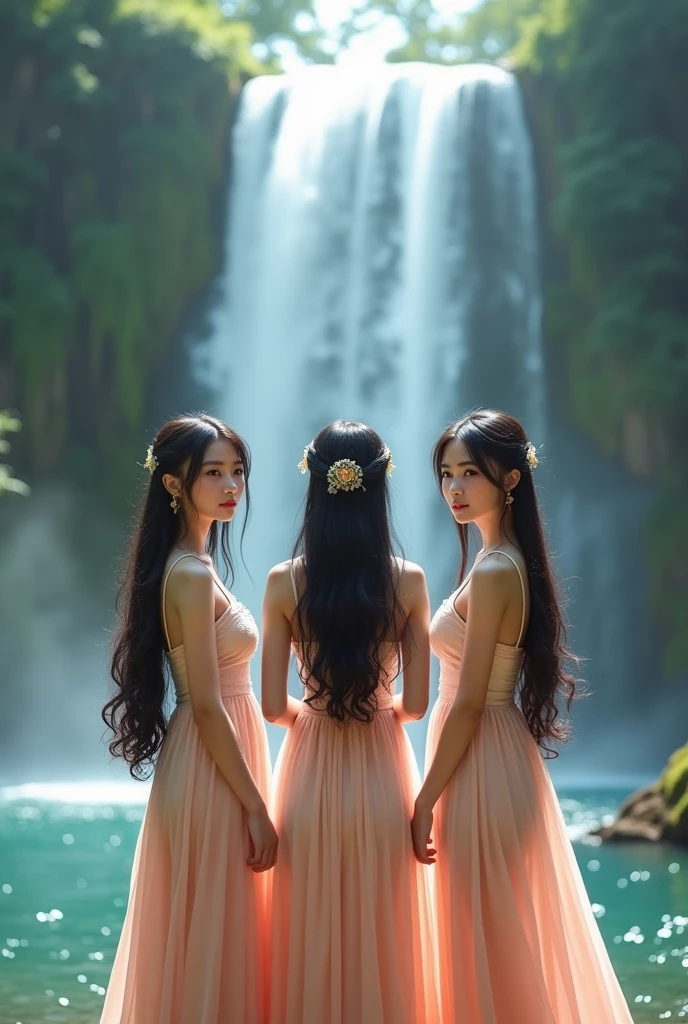 ((Realistic:1.5)),((Best quality)), ((Masterpiece)),((Detailed)),2girls,duo,{2 beautiful girls},PureErosFace_V1,Urzang-6500-V1 Edition, Edition, Edition, Edition, Edition, Edition, Edition, Edition, Edition.1, (Upper body:1.3),royal skimpy underwear, Hug and touch each other, Tease your friend's waist, Breathless friends, Biting a friend's earlobe, crouched,super wide shot,Face focus, Curvy, Barefoot, Medium breasts, Wide hips, Thin legs, Super big eyes,Long eyelashes, (Detailed face,beautidful eyes, detailedpupils,detailed clothes features, Clear background:1.3), (armlets, bangle:1.3),Mysterious ancient ruins, floresta exuberante, Deep canyon,bridge,River,cliff,Cloud,lakes,Rock music,Waterfalls, Flowers, Grass,grape trees,tree,bright detail,Sharp,Perfect compounding, Intricate, Sharp focus, Dramatic,