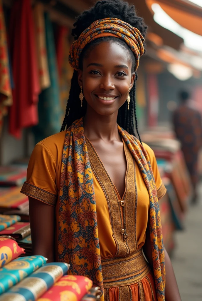 photo 3/4 of happy smiling Nigerian actress woman Dana, design colourful autumn clothes, holding fashion purse, Paris cafeteria, HDR, cinematic, dark, muted colors, atmosphere, ((macro lens)), golden hour, outdoors, blue theme