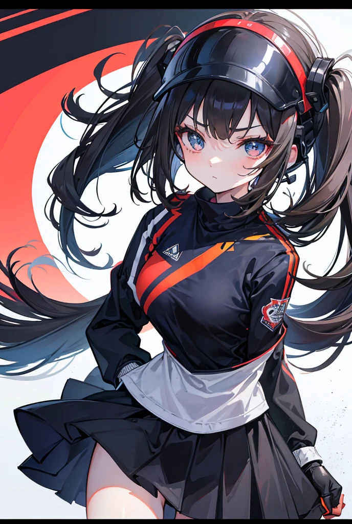 The whole body of the robot girl is standing with double ponytails and Chinese style cheongsam