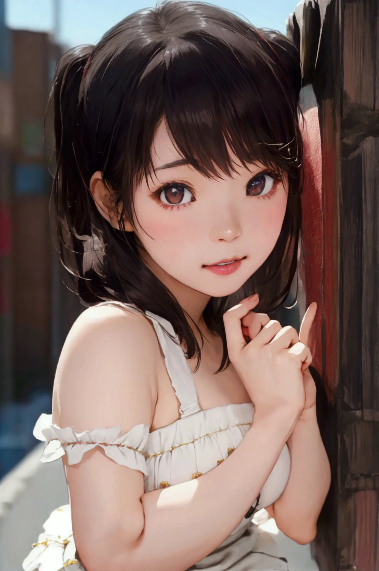(Ultra High Resolution, Photorealistic, Realistic, Best Quality, Photorealistic),
((High Definition Skin)))),(Real person,Photo),
((Mix 4)),
(8K, raw photo, top quality, masterpiece), (1 Japan girl), photon mapping, radiosity, physically based rendering, automatic white balance, ((face close-up, unforgettable smile, moist lips, short hair))), mastoid, watery eyes,
(blush | cute and playful | adorable | skinny | beautiful girl | 12 years old | childish looks | under 12 years old), ((big,))),(Viewer))),(irises and pupils are rounded,pupils reflect their surroundings,eyes are not the same size)))), ((thin)))),underwear, lingerie, topless,