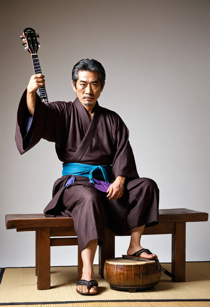 male people,old age,Strong build,(Spread your legs),(The hem of the kimono is tied around the waist),(Wear a loincloth),In old Japanese houses,On tatami,Male genital erection,The male genitalia are thick and long