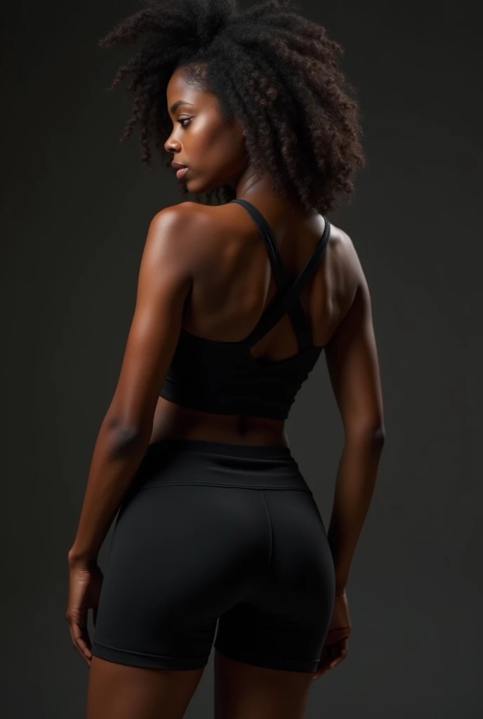 "Photo of a beautiful black woman with athletic body, com uma bunda grande e seios gigantes, wearing sexy maid clothes and braids in her hair."