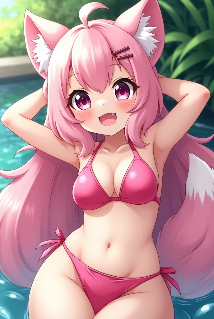 best quality,best resolution,(fluffy anthro furry :1.6),(young :1.6),dragon futa,small breasts, pink hair,long hair,wavy hair,pink fur,pink eys,glistering eyes,sparkle eyes,small bell collar,flower hair ornaments,naked,big balls,long penis,hyper penis,beautiful beach,sunbeam,beach mat,beach umbrella,looking at viewer,shy face,horny smile,sexy eyes,heavy breath,heart eyes,heart expression eyes,lying,raise up leg,holding leg,cum trickling down penis