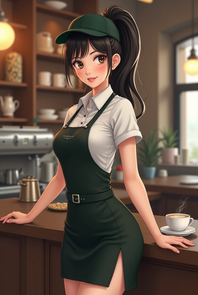 location: a cozy coffee shop with warm lighting and comfortable seating, BREAK, character: a petite and alluring barista with short hair, BREAK, clothing: nothing but a frilly apron that barely covers their modesty, emphasizing their delicate figure, BREAK, objects: a collection of high-end coffee equipment and freshly roasted beans, BREAK, atmosphere: steamy and provocative, BREAK, action: the naked barista confidently brewing up a storm of delicious coffee, with every move emphasizing their charming and petite beauty, BREAK, quality: a tantalizing and unforgettable experience for all involved