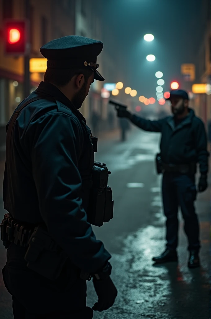 Homem lindo segurando arma , police