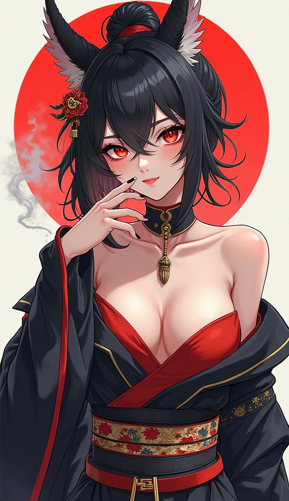 （（retinas））， tmasterpiece， ??????? correct， textureskin， super detailing， high detal， high qulity， best qualtiy， A high resolution， 4K， （Detailed lighting， detailedshadows）， 1womanl， closeup cleavage， sportrait， Very detailed clothes， （（modern attire））， beautiful hairl， Hair down， very highly detailed background， beatiful background， （black color hair）， putting makeup on， （Japanese）， （komono）， 耳?????? Ring， （Very detailed kimono）Casual hairstyle, Leaky big breasts:1.2)