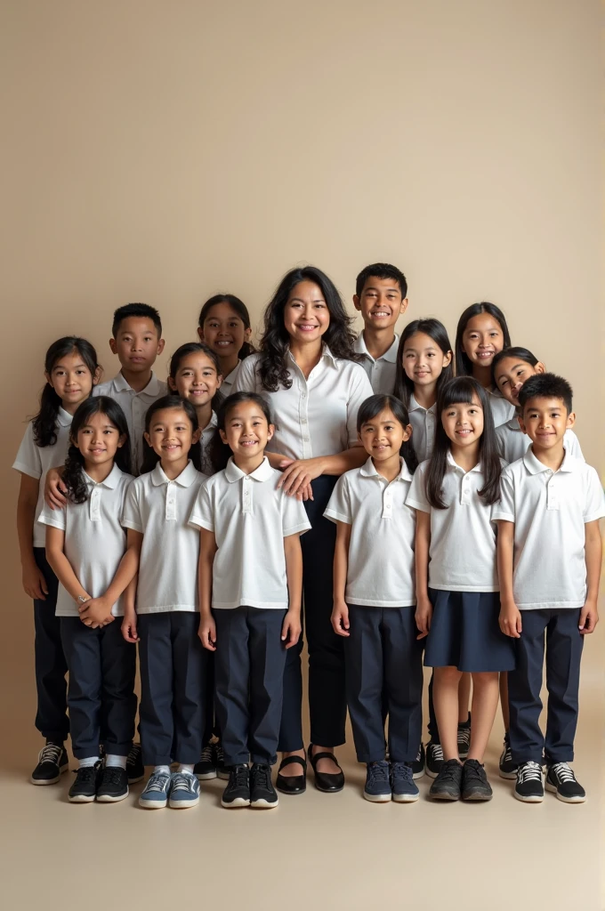 Convocation pose in studio with 7 family members . Mom , dad , 1 sister , 2 younger sister , 1 younger brother and 1 graduate girl 