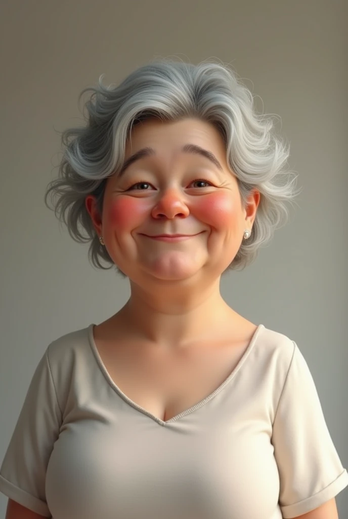 Create a middle-aged woman with a visible diaper.