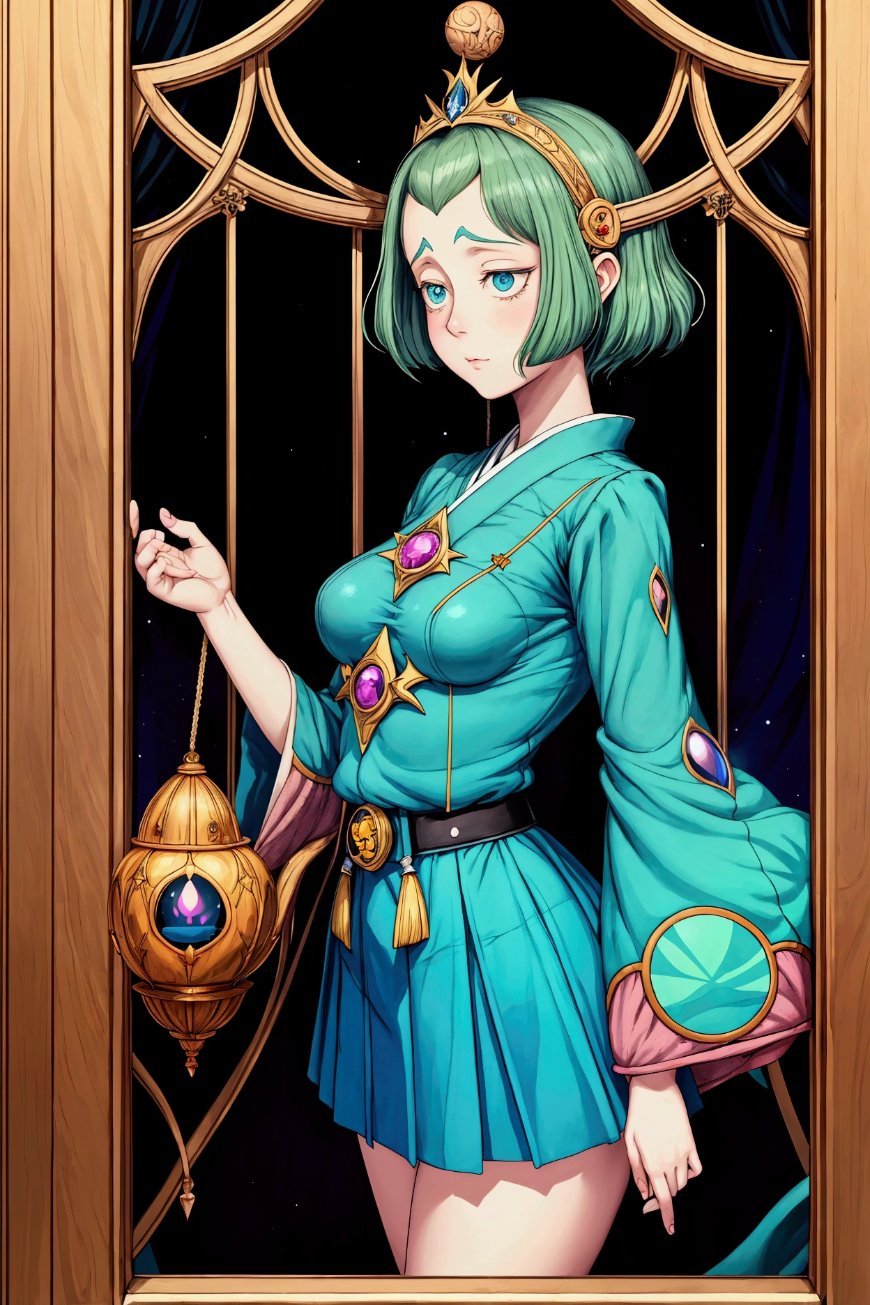 Albertine Zullo, Emma Kunz, Gottfried Mind, Carl Moos, Virginia Frances Sterrett, Surrealism, wonder, strange, bizarre, fantasy, Sci-fi, Japanese anime, beautiful high school girl in a miniskirt looking at the midnight darkness from inside the glass elevator, perfect voluminous body, detailed masterpiece